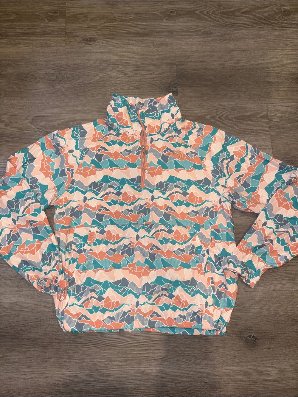 The North Face Women's Coral, Teal & Cream Patterned Quarter-Zip  Utility Jacket